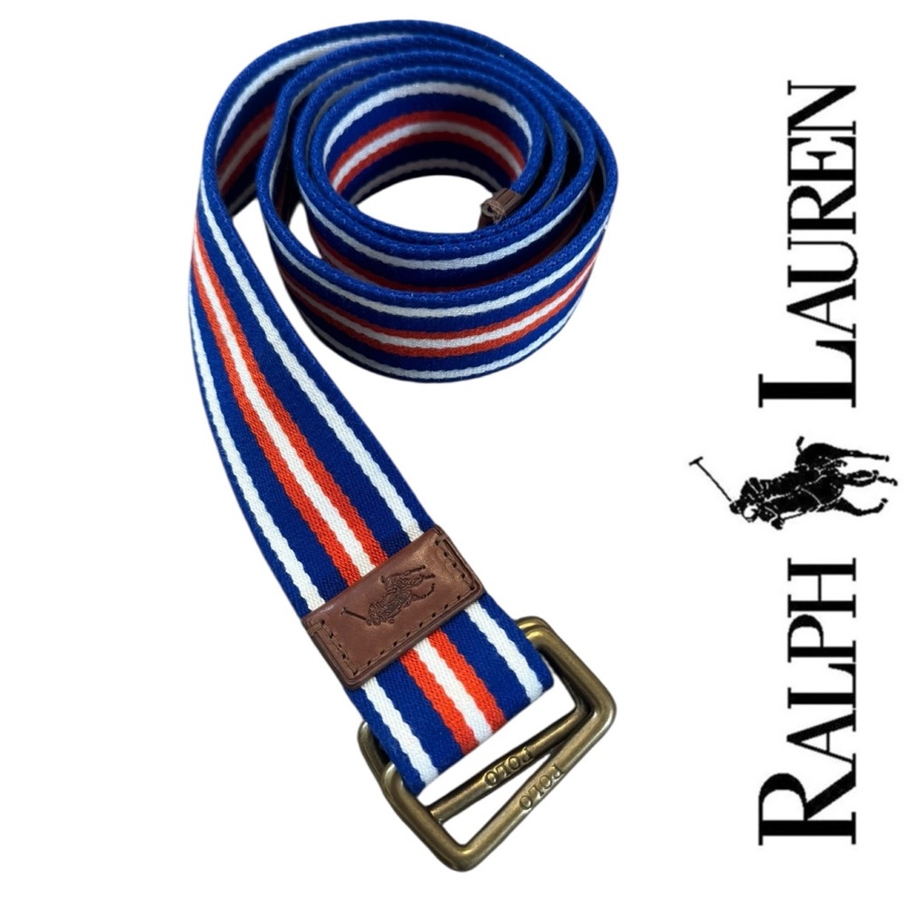 Ralph Lauren Men's Blue, Red, and White Striped Belt